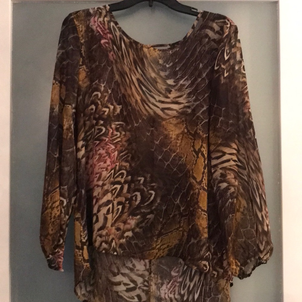 Animal print drop back blouse